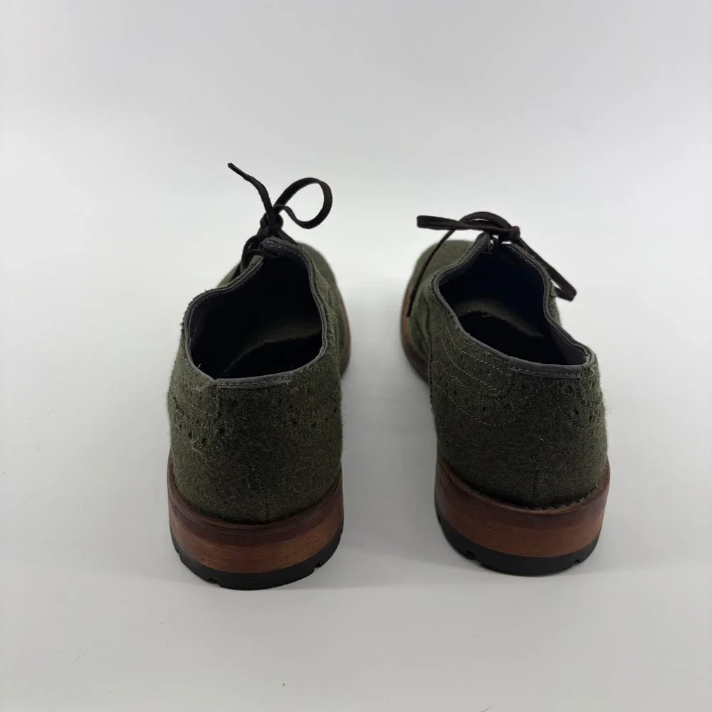 Ted Baker Mens 7 Olive Green Wool Wingtip Brogue Oxford Shoes 9-12050